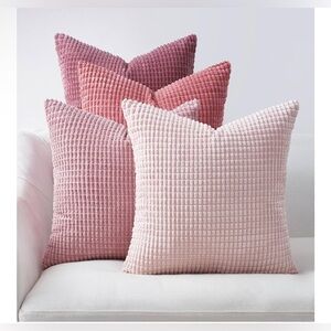 NEW Set of 4 Pink Throw Pillow Coquette Room Corduroy Cushion Cover 18”